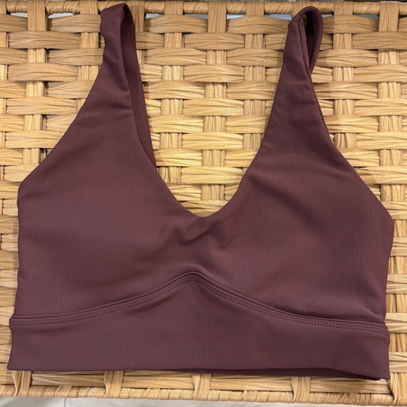 WILO The Label Ribbed Chocolate brown Sports Bra Athletic Top Size Small - Picture 2 of 5